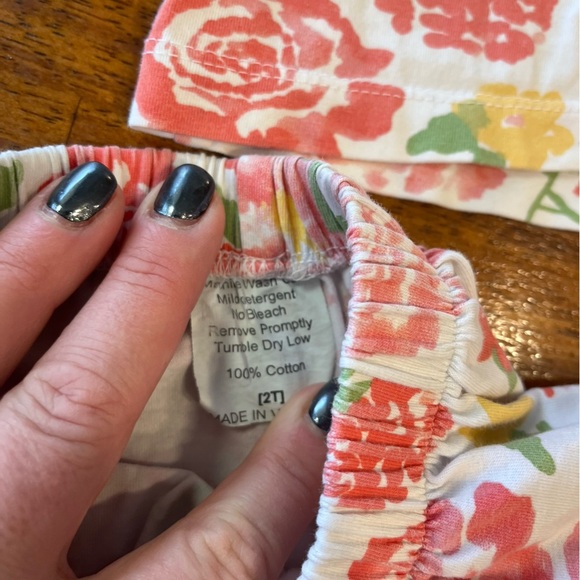 Sage & Lilly girls orange pink floral two piece button up pajamas size 2T - Picture 4 of 5